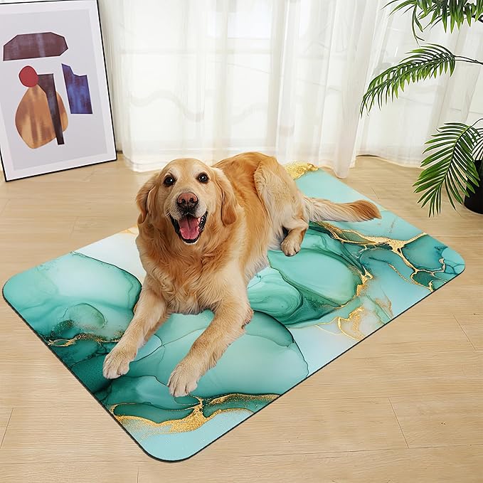 Green Marble Pet Feeding Mat for Floors–Christmas Stocking Absorbent Quick Dry - Image 7