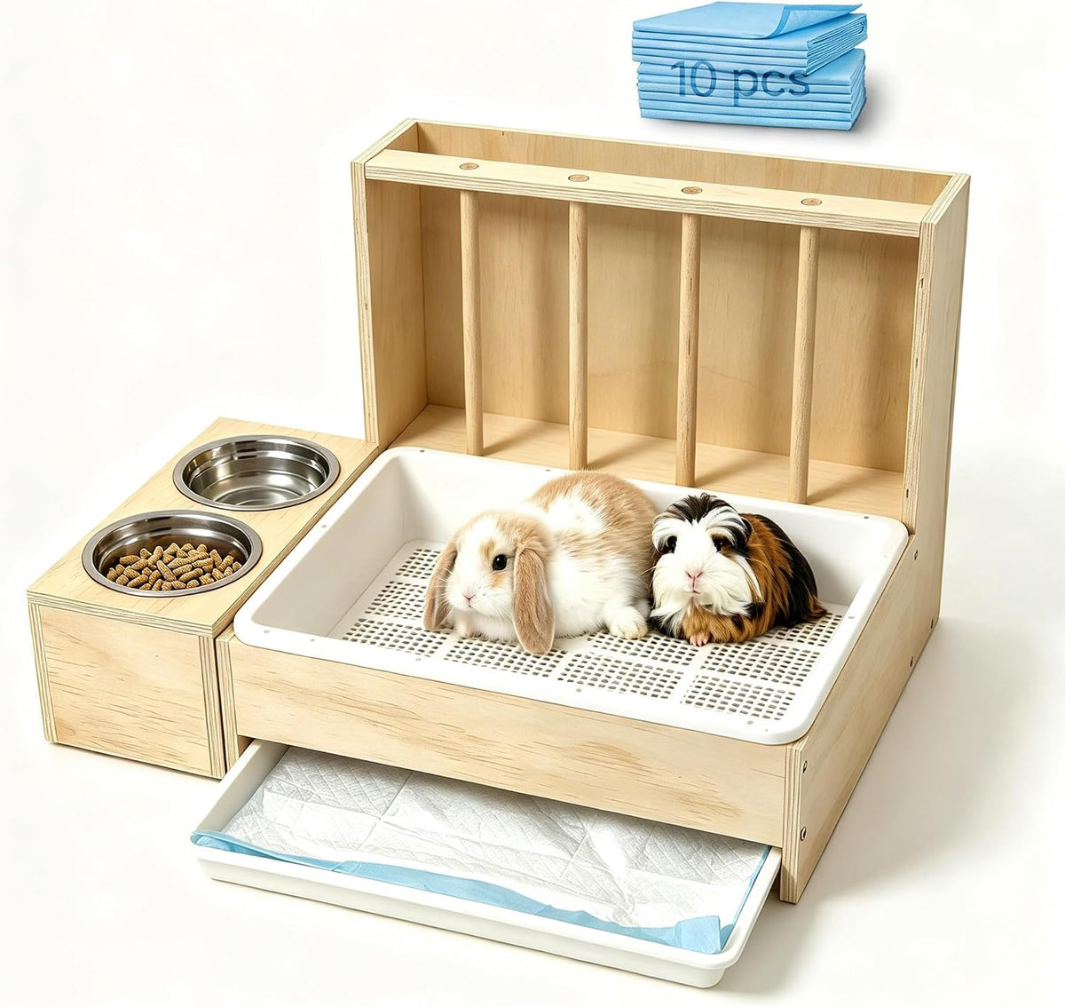 Rabbit Litter Box for Bunny, Waste & Urine Separation Litter for Rabbit