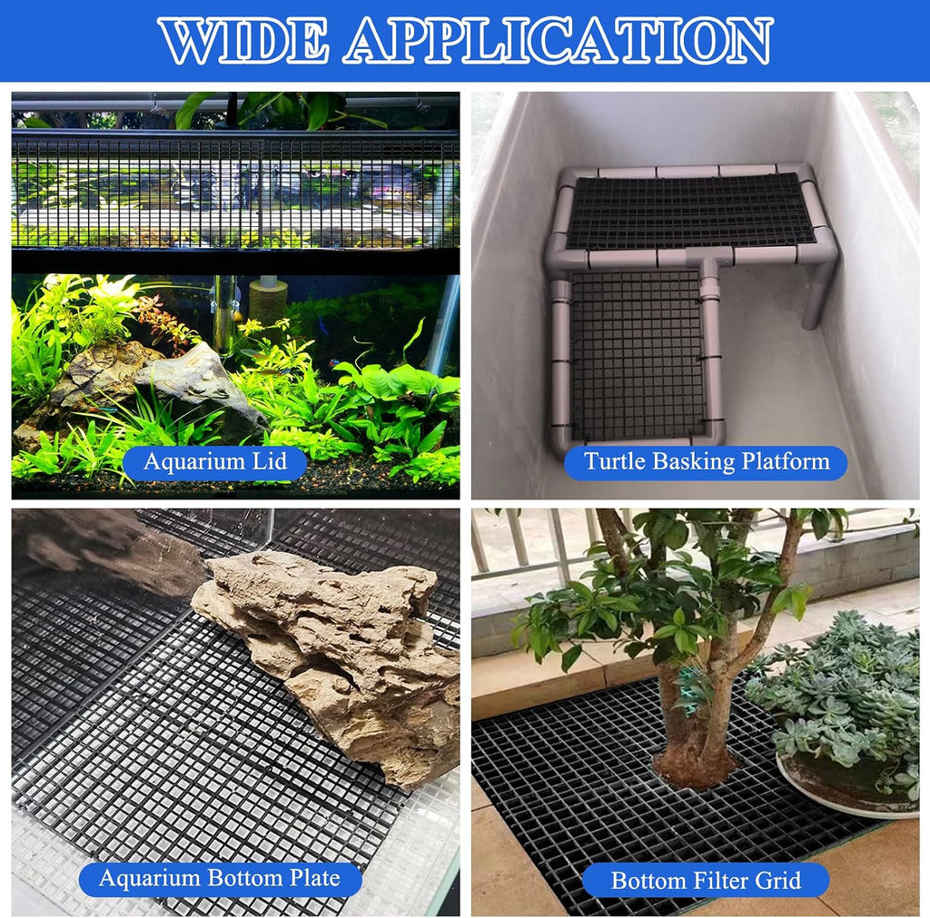 Supkiir 14pcs Aquarium Fish Tank Divider, Plastic Grate Isolation Board Partition, Black Aquarium Filter Bottom Tray Egg Crate Light Diffuser Grid Panel