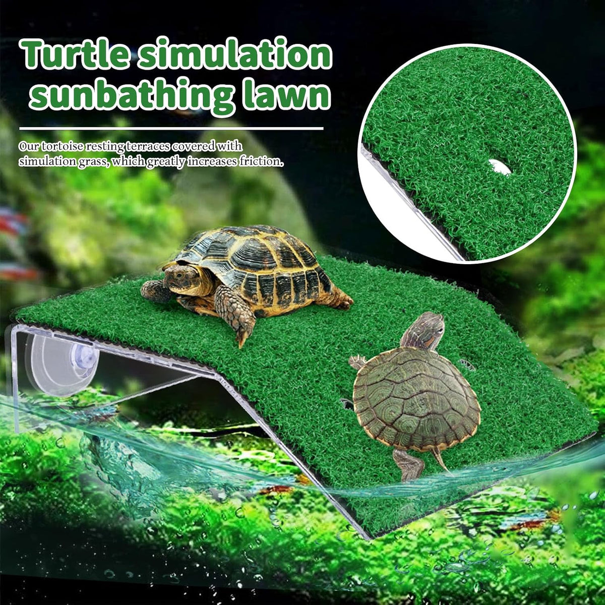 Large Turtle Basking Platform, 2-in-1 Floating Dock with Ramp for Aquatic Turtles Reptiles and Amphibians, Easy to Install Basking Area for Habitat Tank Terrarium