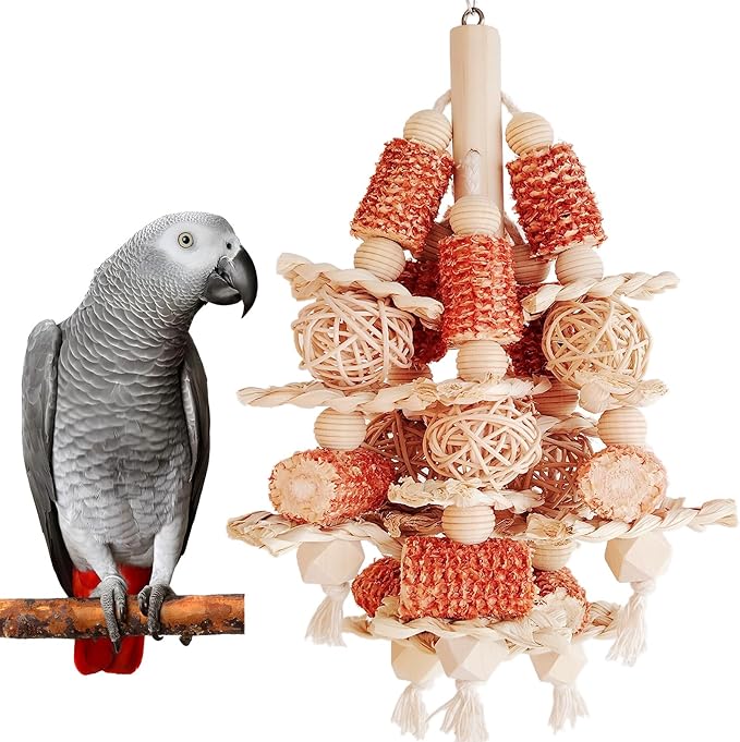 Bird Toys, Natural Corn Stick Parrot Toys Hanging in Bird Cages，for Small and by kencunay