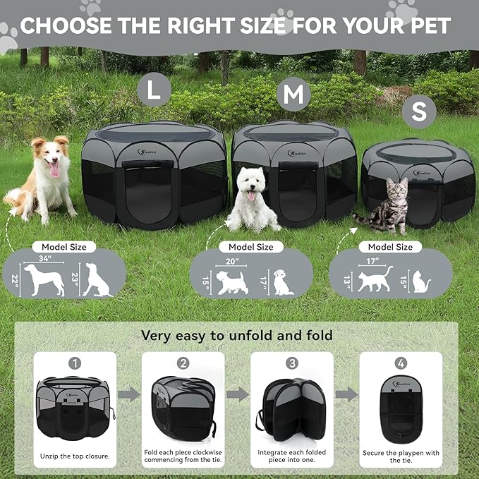 Dog Cat Playpen with Washable Pee Pad, Puppy Pet Playpen Indoor - Image 2