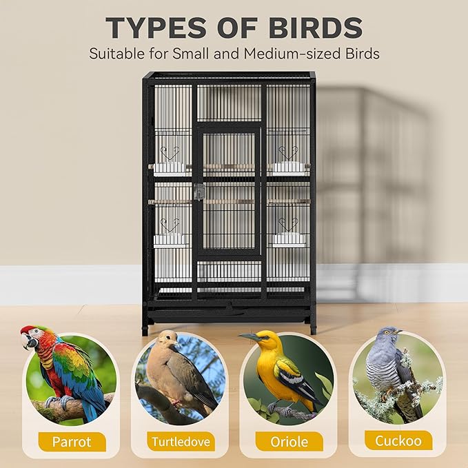DWVO 53.9-Inch Metal Bird Cage: Large Parrot Cages - Image 6