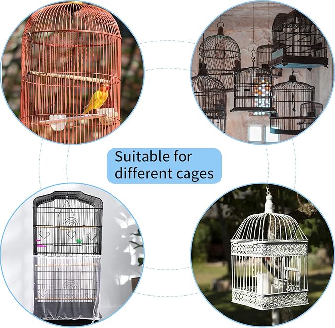 Daoeny Universal Bird Cage Cover, Adjustable Parrot Nylon Airy Soft Mesh Net - Image 5