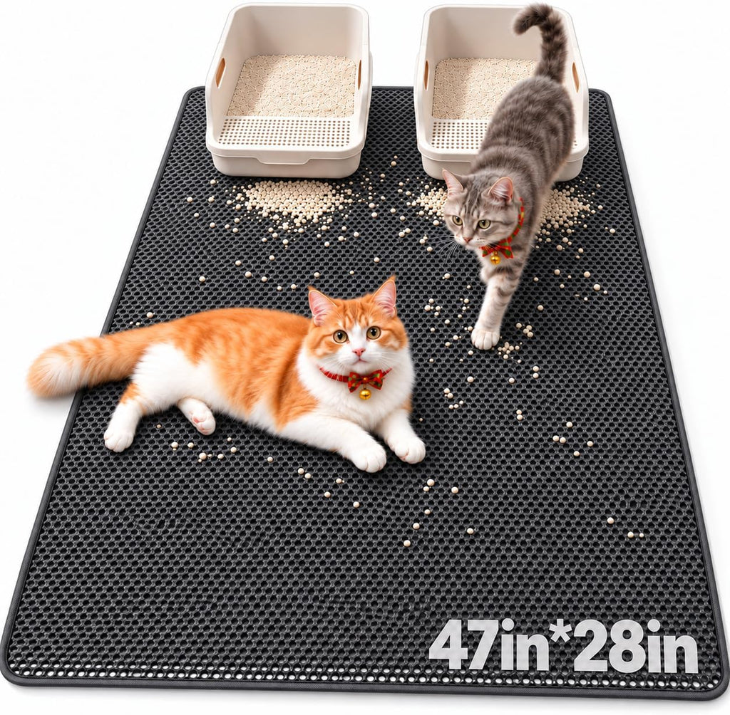 GRELY Cat Litter Mat,XL47''X 28'' Extra Large Litter Trapping Mat Kitty Rug