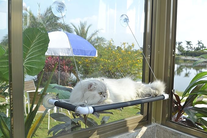 Cat Window Hammock – Mess-Free Waterproof Cats Window Perch by PEFUNY