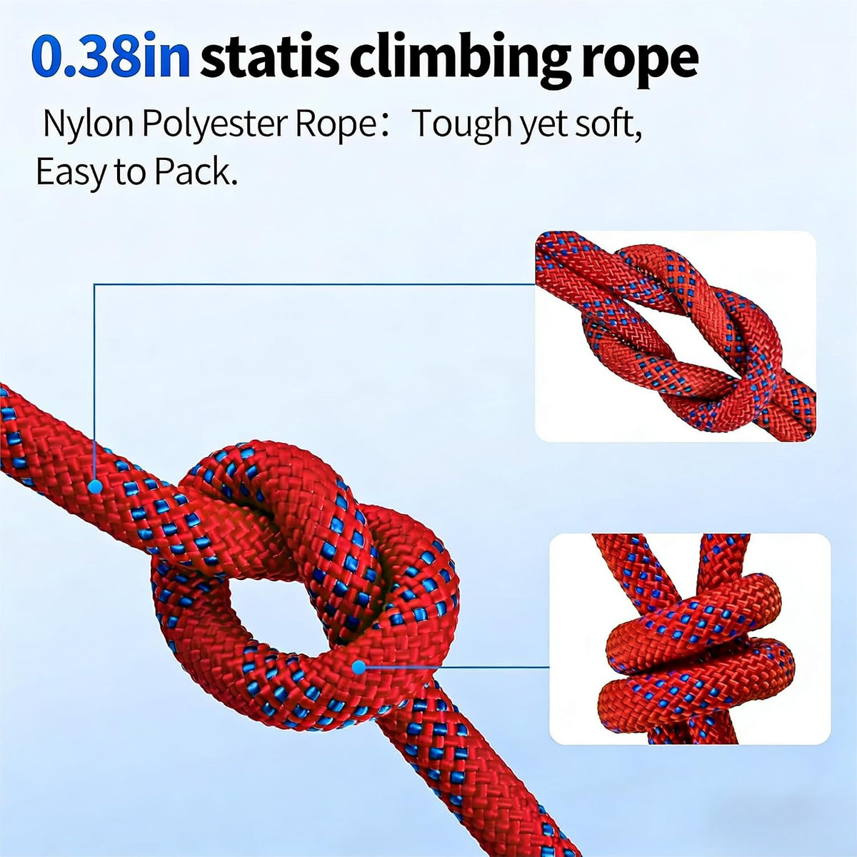 150ft 3/8 Inch Climbing Rope, Heavy Duty Arborist Rope(Red)