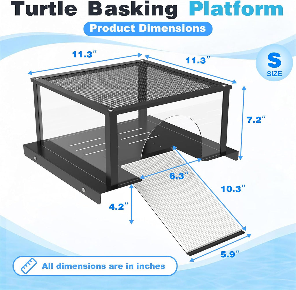 Turtle Basking Platform for Aquatic Turtles, 8–11 Inch, with Climbing Ramp