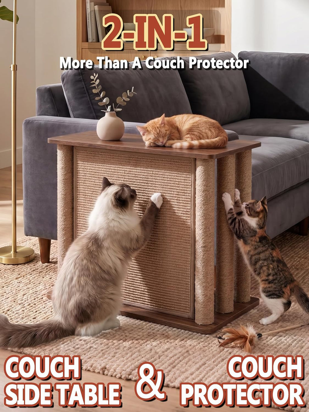 Cat Scratcher Side Table for Couch, Couch Protector