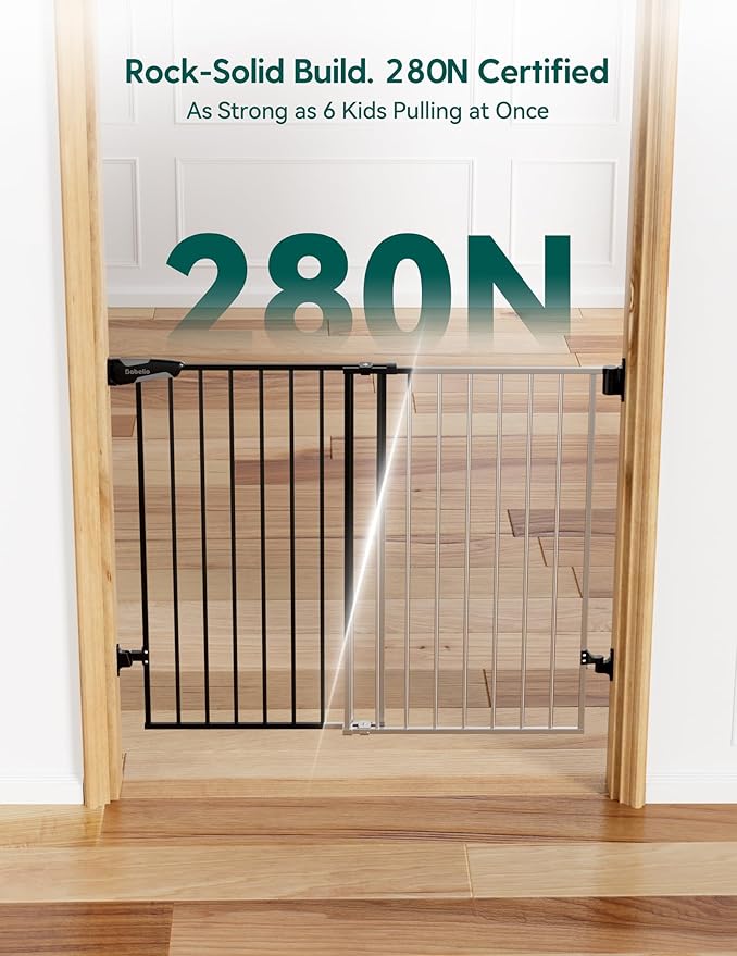 Babelio Baby Gate for Stairs, Kitchen & Doorways, No Bottom Bar| Easy Install| - Image 4