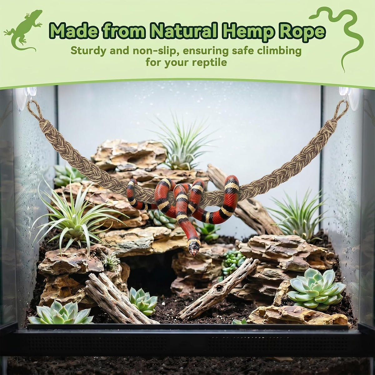 Rope for Snake Climbing Accessories, Ball Python Enrichment Toys (Brown)