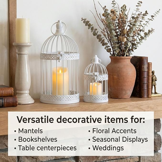 Vela Lanterns Bird Cage Decor Candle Holder Lantern Decorative Wedding Table - Image 7