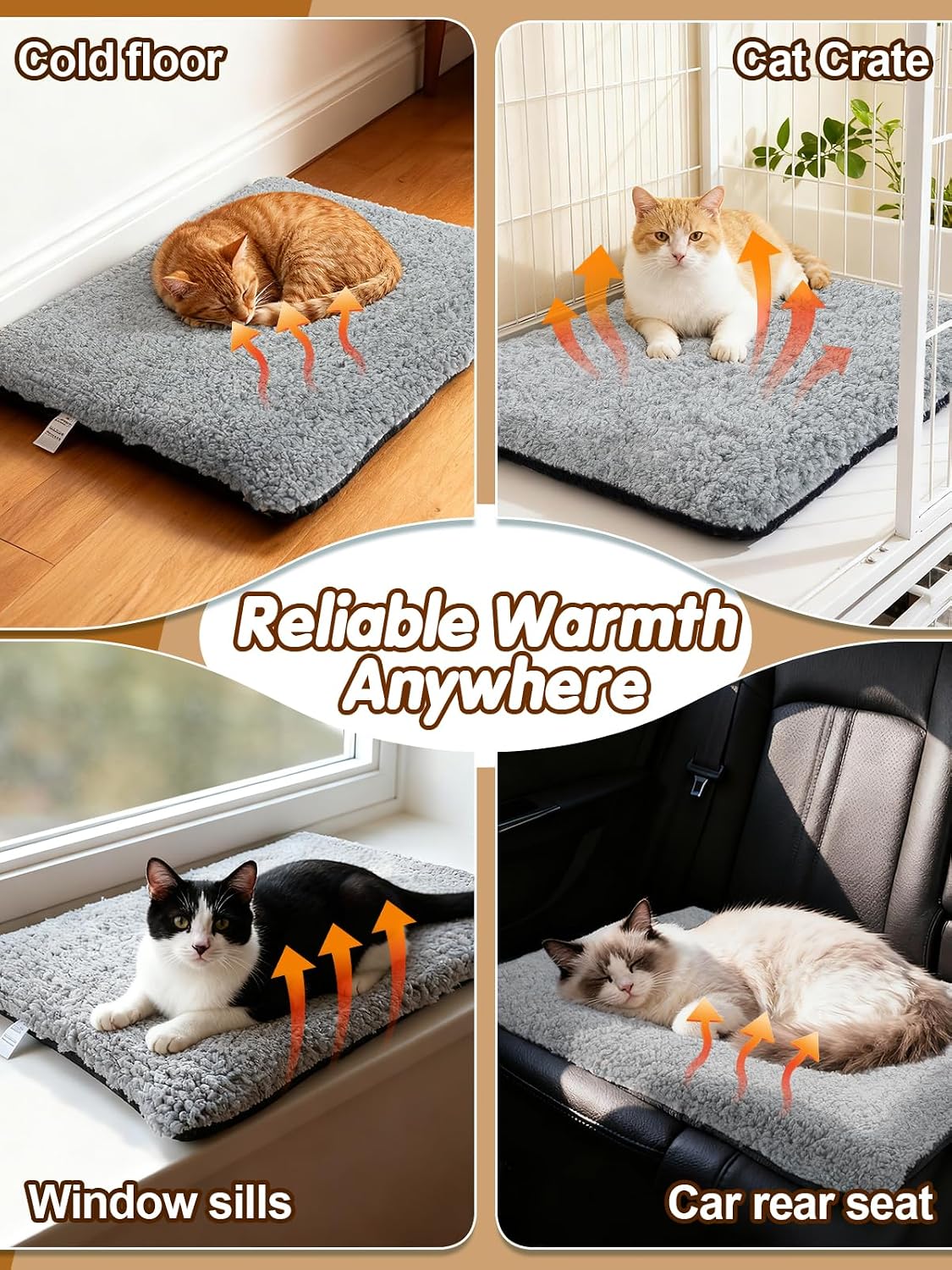 Alphatool 1.6'' Thick Self-Warming Cat Bed, 15.7 x 23.6in