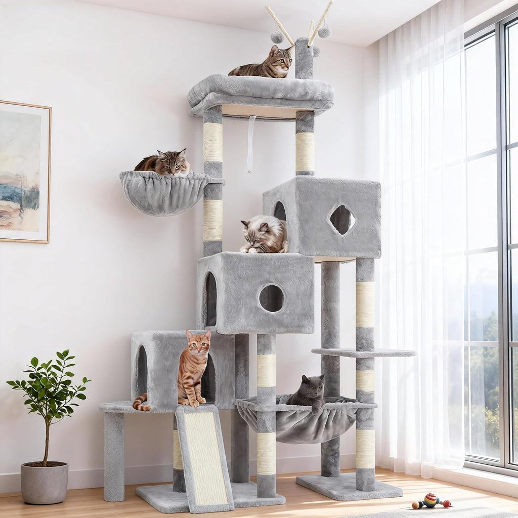 Hey-brother Cat Tree Tower with Plush Steped Condos, Big Platform, MPJ071G
