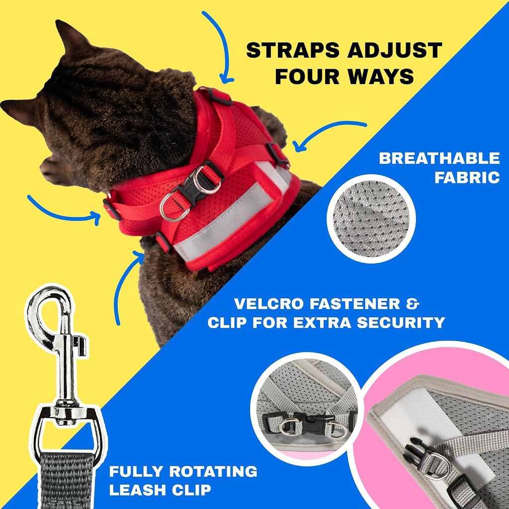 Travel Cat Adjustable 90s Harness and Leash Set + Breakaway Collar for Cats (Blue) - Secure, Escape-Proof Outdoor Walking Kit (Medium)