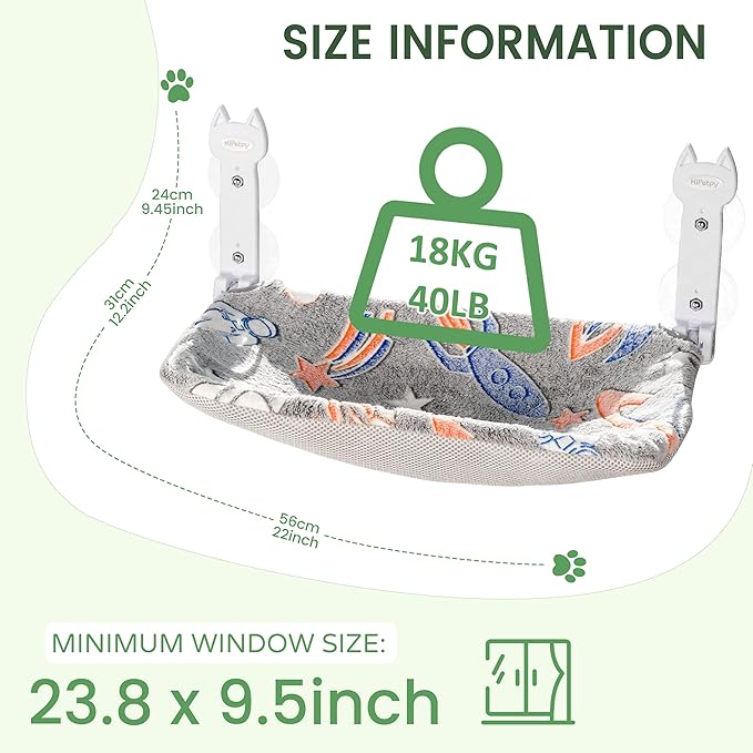 Cat Window Perch, Glow in The Dark Foldable Cat Hammock - Image 6