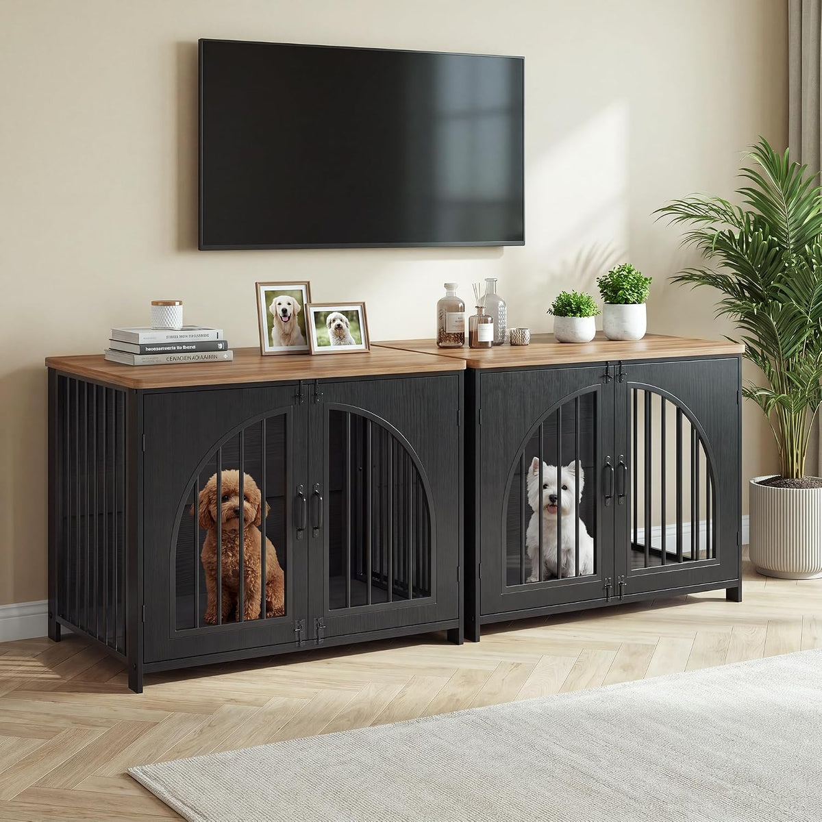 Garvee 42.5" Dog Crate Furniture for Medium & Large Dogs, Lockable Door