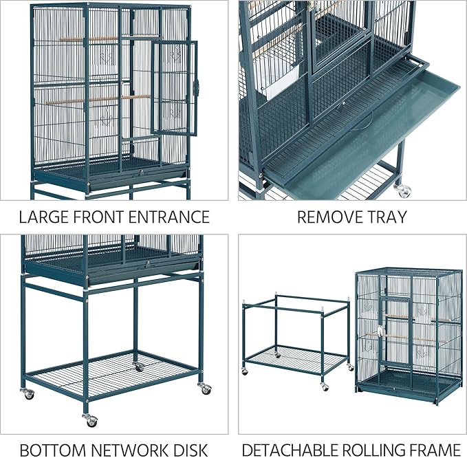 Yaheetech 54inch Metal Large Parrot Parakeet Flight Bird Cage w/Rolling Stand - Image 6