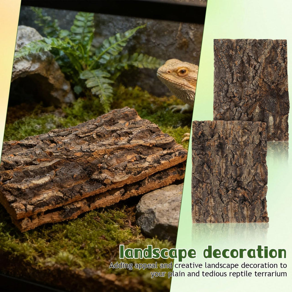 Reptile Bark Decor 2 pcs Natural Tree Bark for Terrarium Hideout and Climbing Surface for Lizards Geckos Snakes 7.67 X 5.82 X 0.39 in