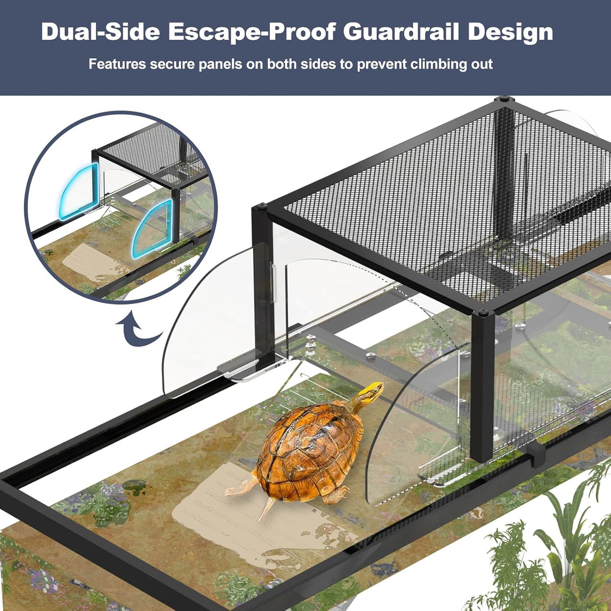 Dual Ramp Turtle Basking Platform for 16-24in Wide 125/150/180 Gallon Tank