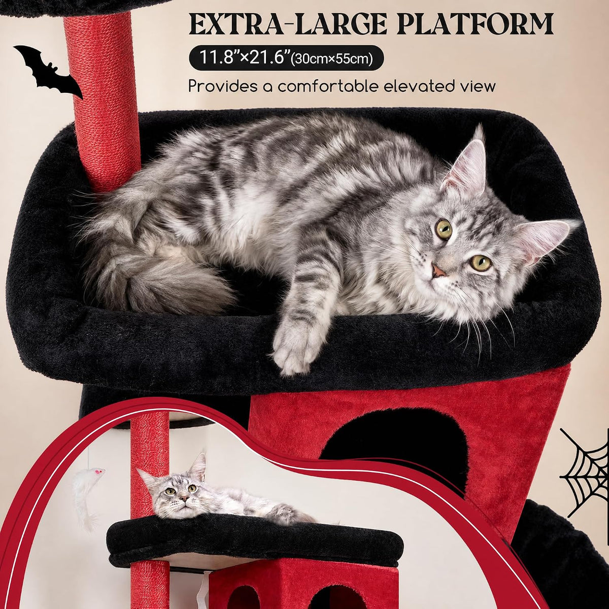 Globlazer S72 Heavy Duty Gothic Cat Trees for Large Cats 20 lbs+, Goth