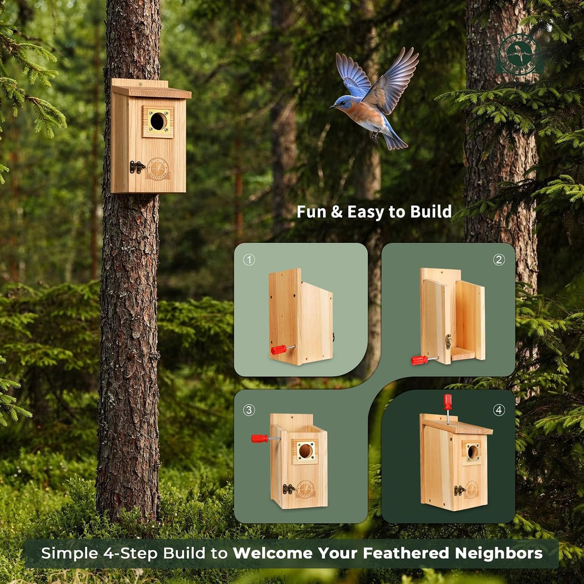 2 Pack Bluebird Houses for Outside, Warming Gifts Bluebird House