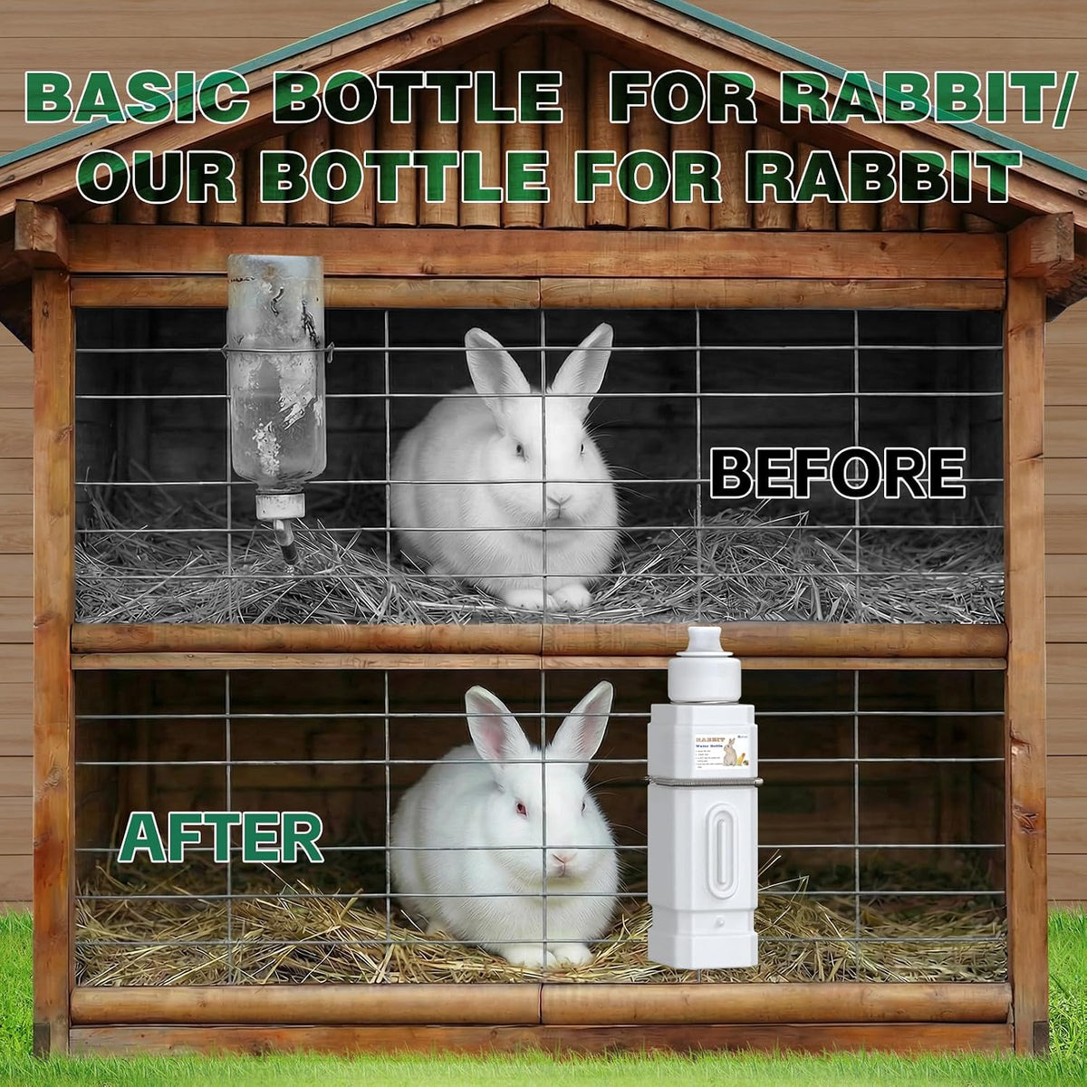 Salcod 42 oz Small Pet Water Bottle for Cage with Top Fill Design, White
