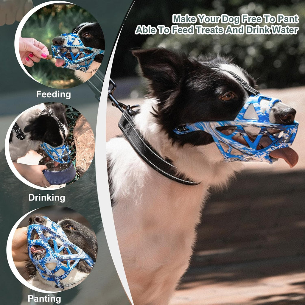 PETCUTE Dog Muzzles,Lightweight, Durable,Dog Muzzle for Large Medium Small Dogs,Adjustable Basket Muzzle for Dogs with Reflective Strips,Prevents Unwanted Barking Biting and Chewing,M