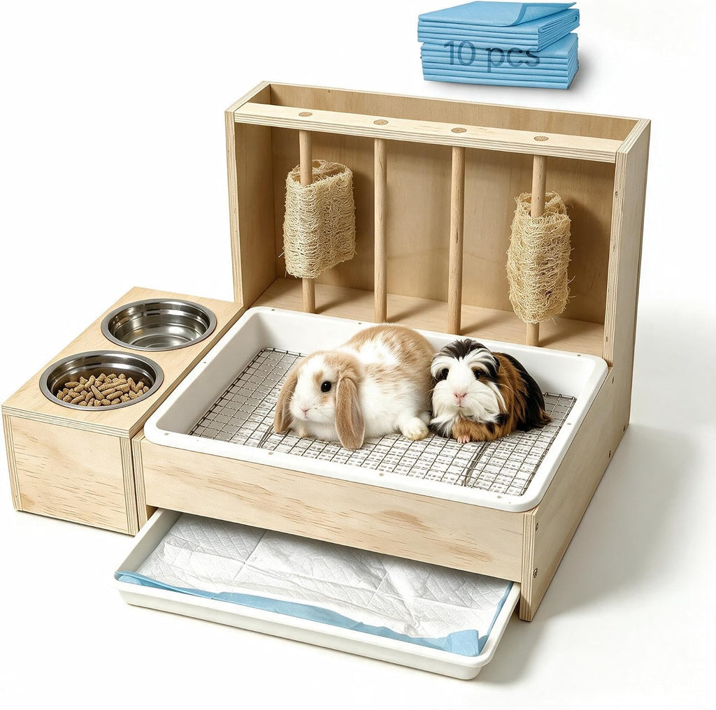 Rabbit Litter Box for Bunny, Waste & Urine Separation Litter for Rabbit