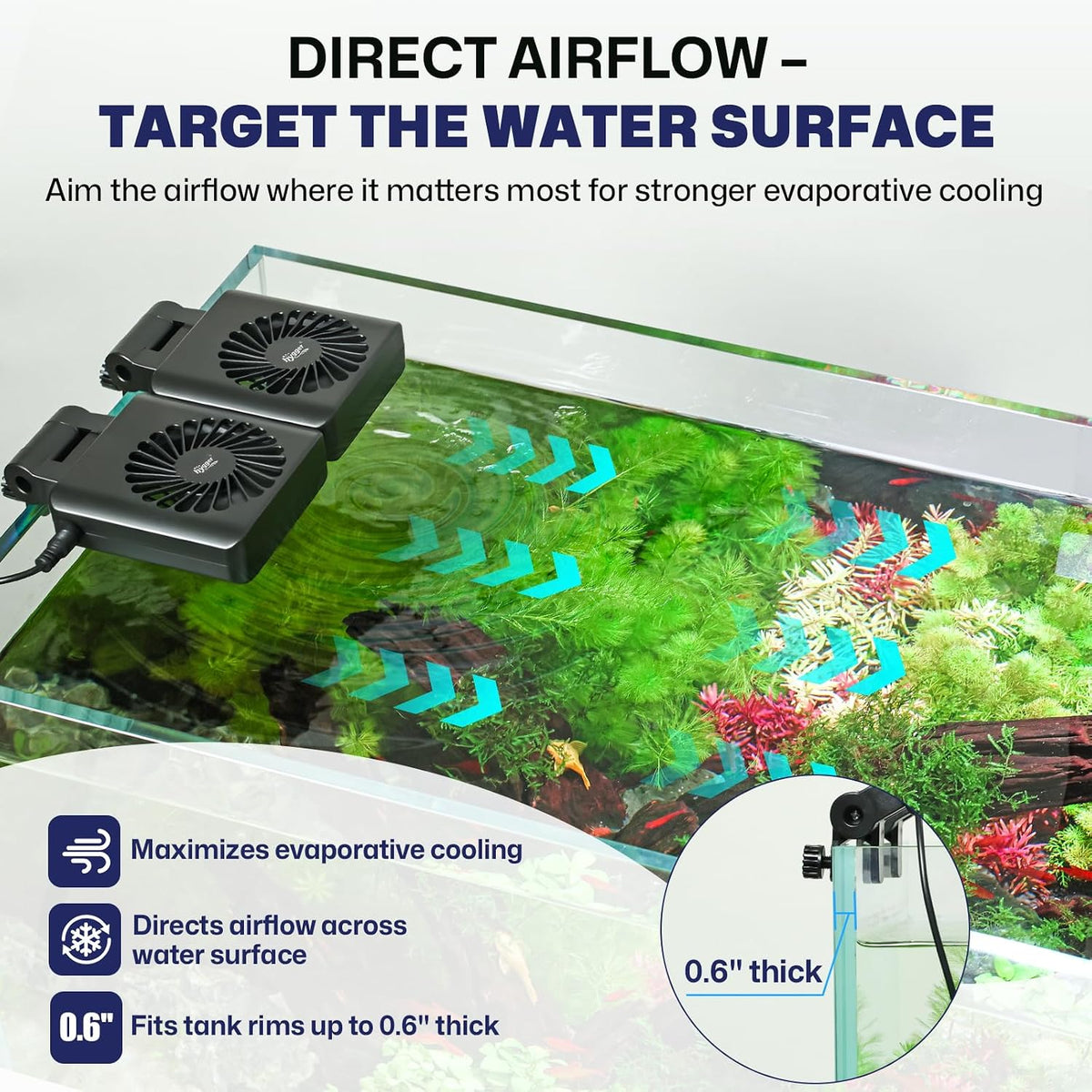 hygger Aquarium Cooling Fan with Smart Temp Control for 10-25 Gal Tanks