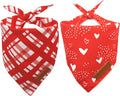 Realeaf Valentine's Day Dog Bandanas 2 Pack, Reversible Red Plaid Heart Dog by Realeaf