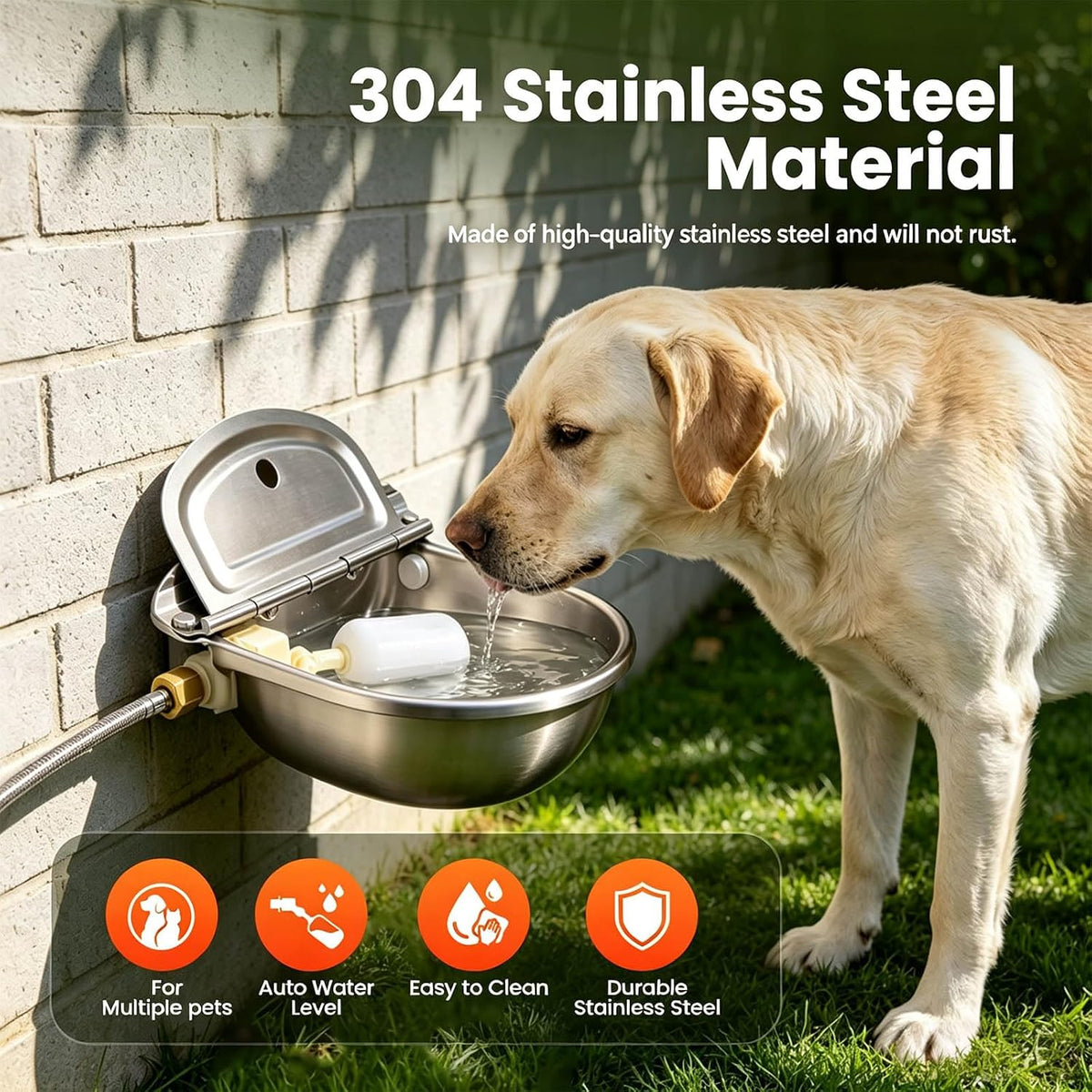 Automatic Dog Water Bowl Dispenser 304 Stainless Steel Dog Waterer