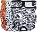 Wegreeco Washable Dog Diapers (3 Pack), Highly Absorbent Female Dog Diapers for Heat, Period, Incontinence, or Excitable Urination (Zebra, Giraffe, Spotty, XL)