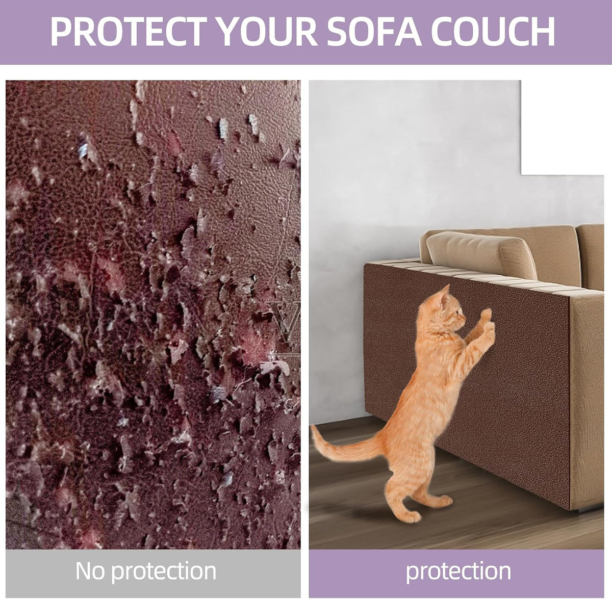 Cat Scratch Mat 120 "x15.8, Cat Scratch Sofa Furniture Protector, Trimmable Self-Adhesive Cat Scratch Pad for Decorating Cat Towers, DIY Cat Tree Shelf, Walls and Climbing Frames (Brown)