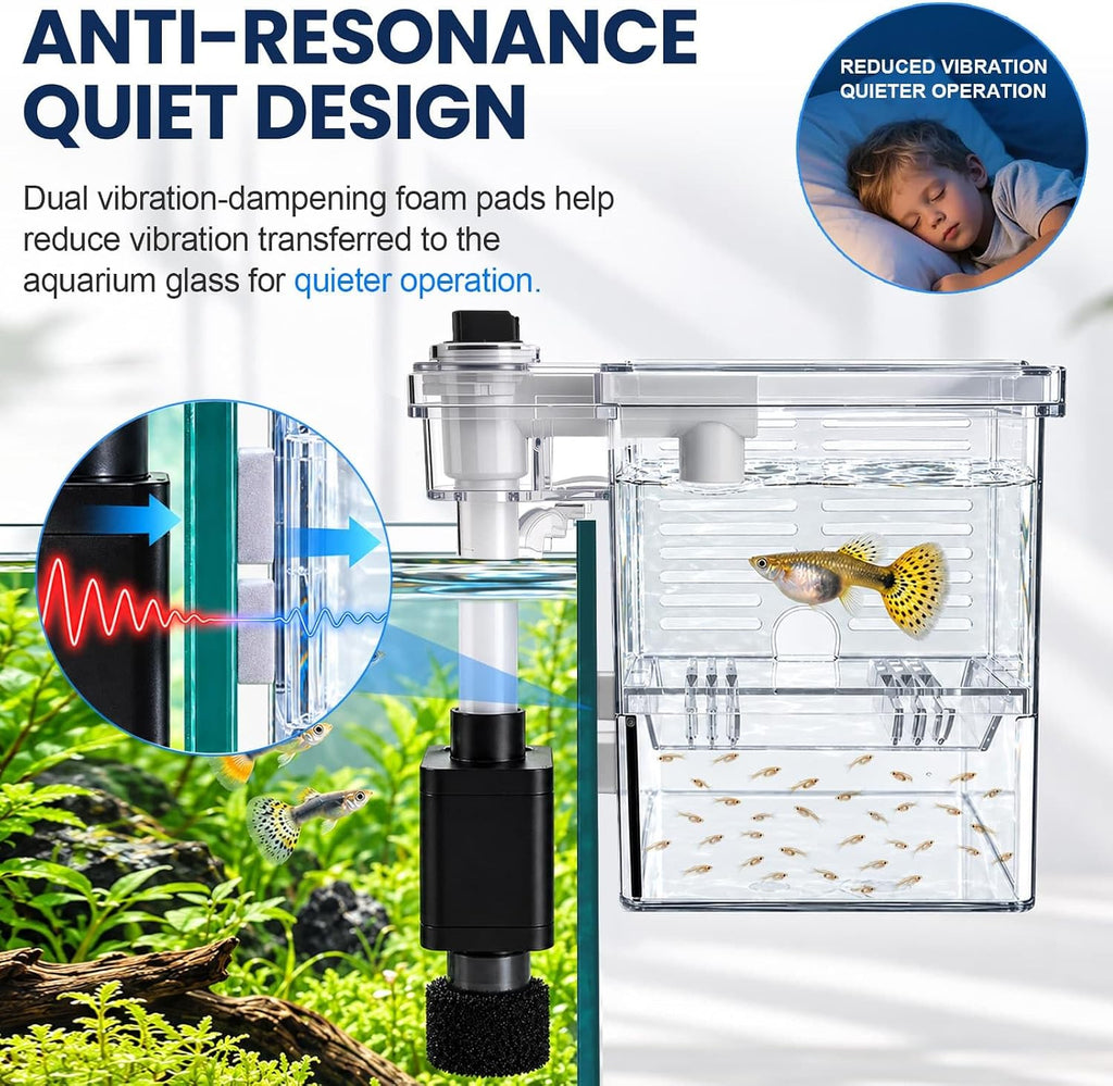 External Fish Breeder Box for Fish Tank with USB Pump Aquarium Breeding Box