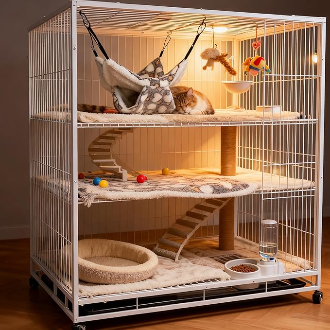 Cat Hammock for Cage, Soft Warm Hanging Bed for Kitten, Guinea Pig, Chinchilla - Image 2