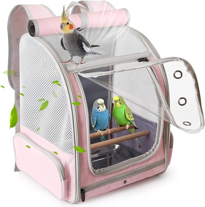 Parrot Carrier Backpack with Front Zipper Opening, Bird Travel Carrier Cage by halinfer