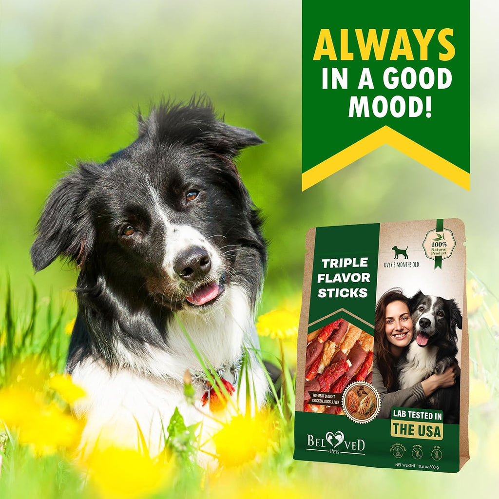 Beloved Pets Dog Treats & Rawhide Bones Wrapped Chicken and Duck - Pet Chews Sticks for Large, Medium & Small Breeds - Long Lasting Chewers Snacks – Puppy Treats