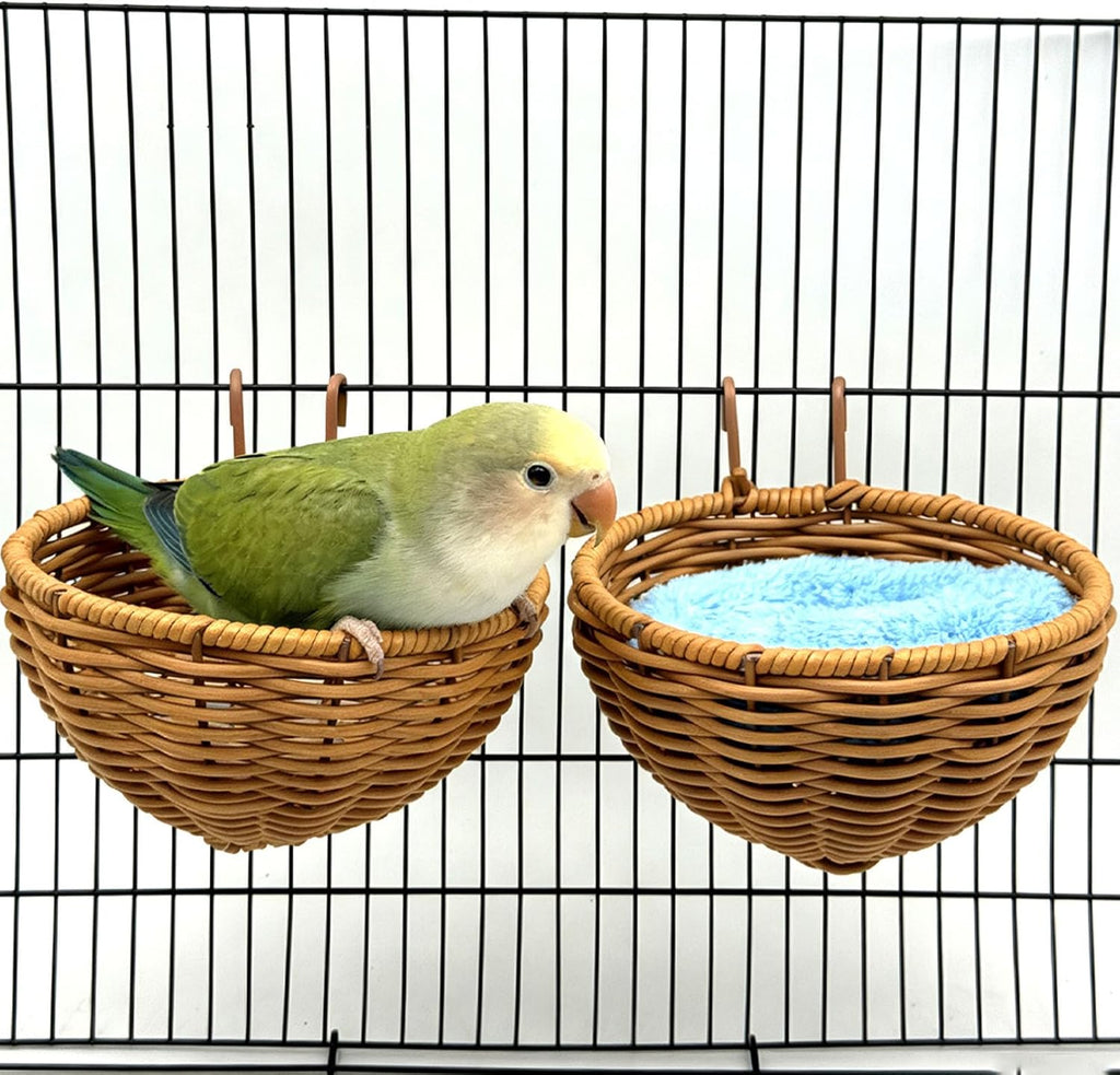 Rattan Bird Nest for Cage，2PCS Hanging Parrot Breeding Nesting House