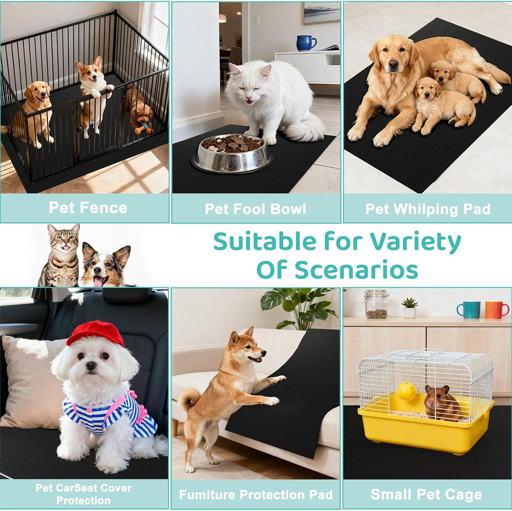 Pet Crate Floor Protection Mat, Mat for Under Dog Crate, 31.5" x 43.3" XXL Cut to Fit Design Washable Floor Covering Reusable Waterproof Non Slip Rug Whelping Pad for Pet (XX-Large)