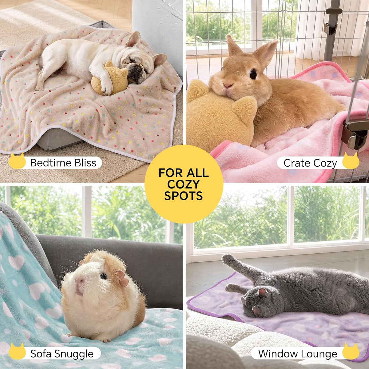 1 Pack 3 Blankets Super Soft Cute Dot Pattern Pet Blanket Flannel Throw for Dog Puppy Cat Beige/Brown/Pink Medium
