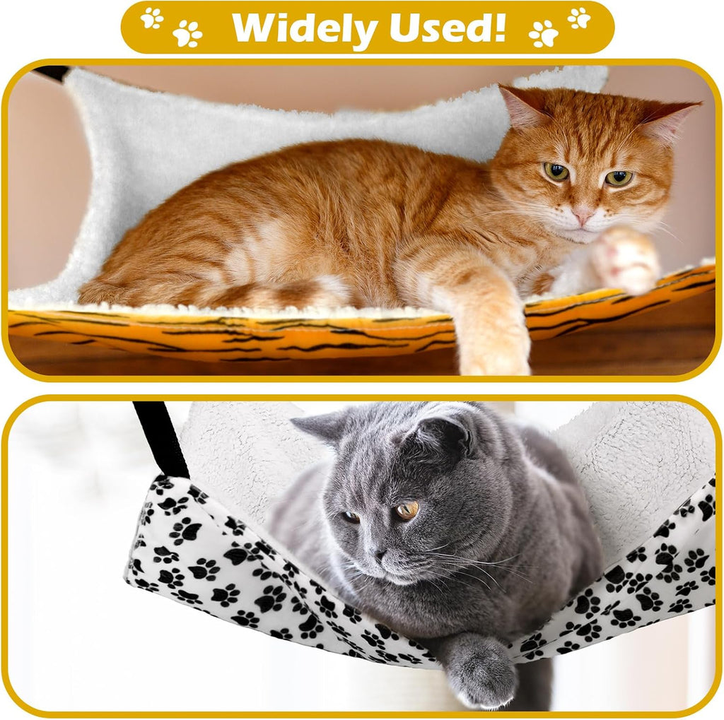 Jetec 2 Pack Cat Hammock for Cage, Zebra and Cat Paw Print, M