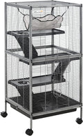 PawHut Metal Small Animal Cage, 4-Tiers Rolling Big Ferret Cage by PawHut