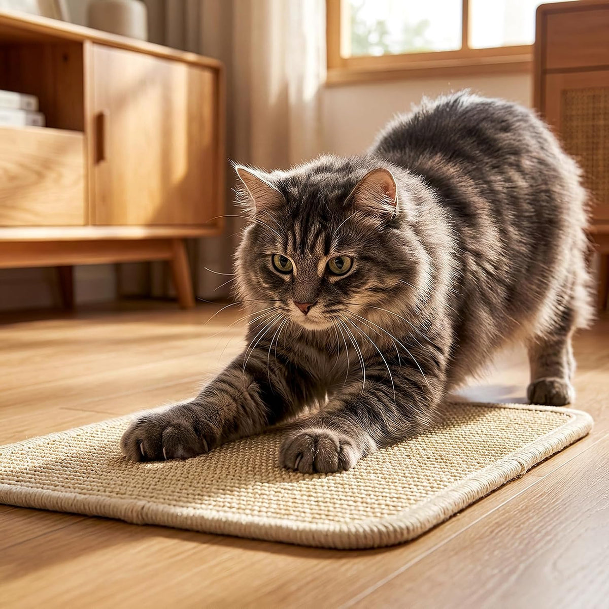 4 Pcs Rabbit Scratch Mat, 16 x 12 in Natural Sisal Bunny Scratching Pad, Rabbit Claws Teeth Care Resting Rug, Animal Chew Toy Forage Cage Accessories for Grinding, Biting, Sleeping, Nesting