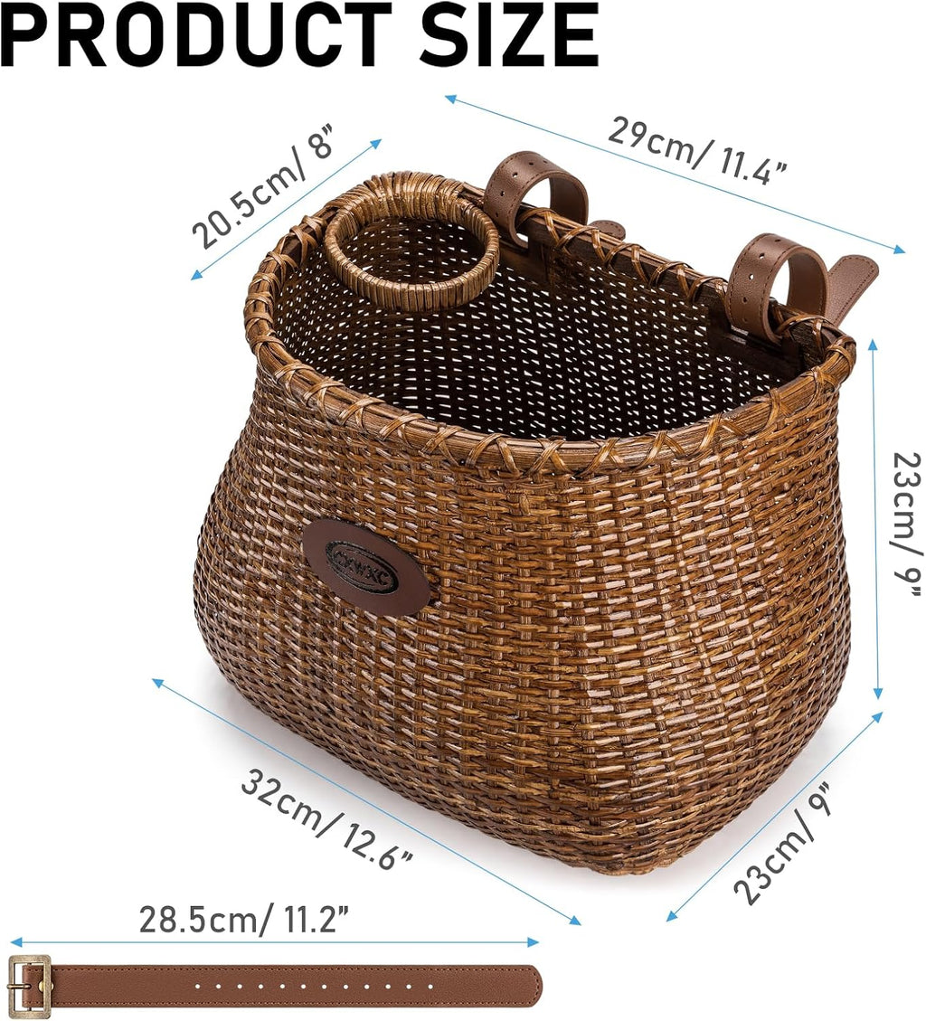 CXWXC Bike Basket - Handmade Rattan Bike Baskets for Girls Women