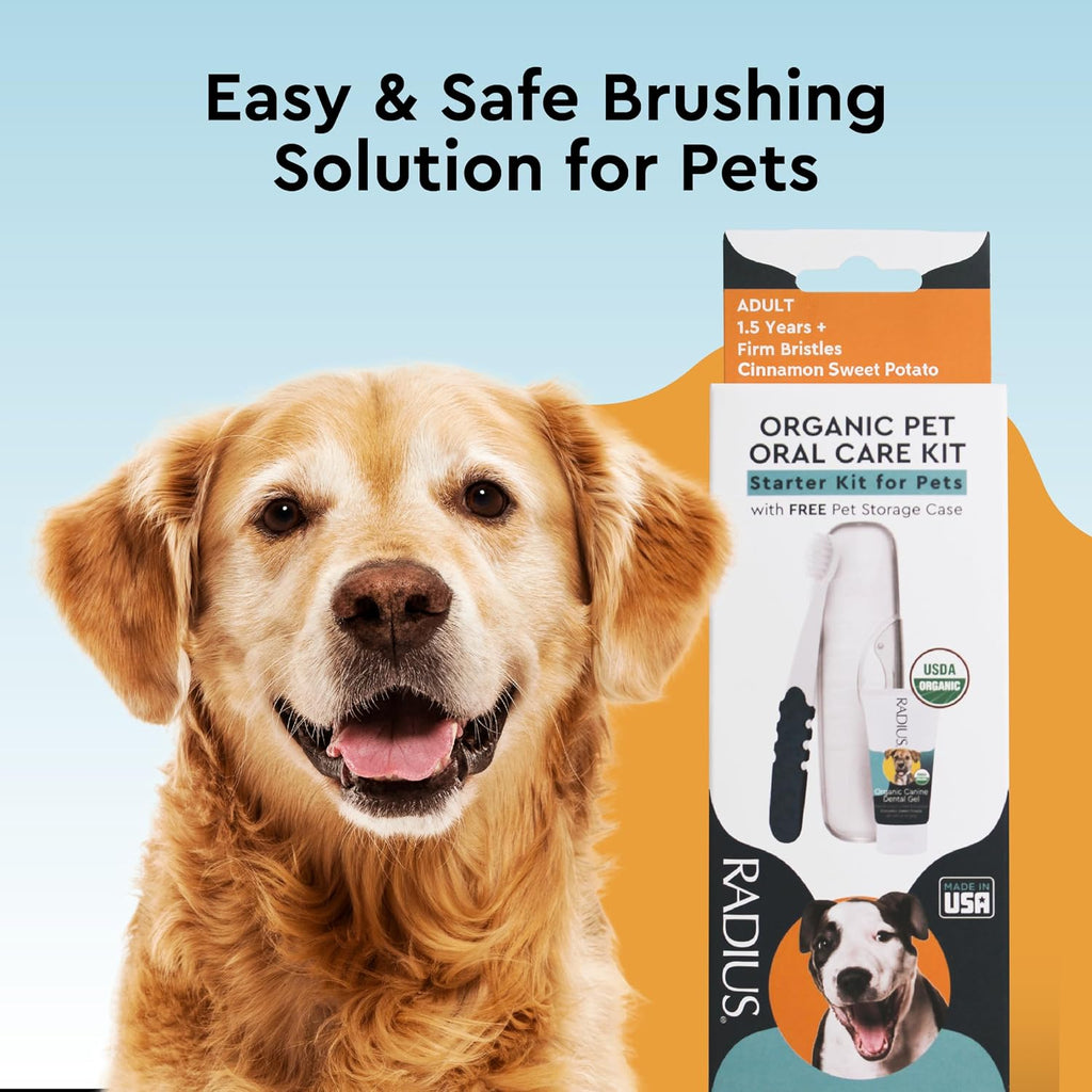 RADIUS Canine Oral Care Kit, Includes 1 Pet Toothbrush, 1 Critter Case, and 0.8 oz Canine Pet Toothpaste, Firm Bristle & Non Toxic Toothpaste for Dogs