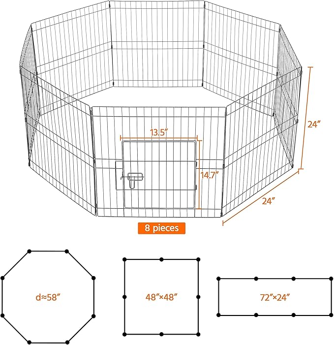 Yaheetech 24" High 8 Panel Foldable Metal Dog Exercise Pen Pet Playpen Dog - Image 3