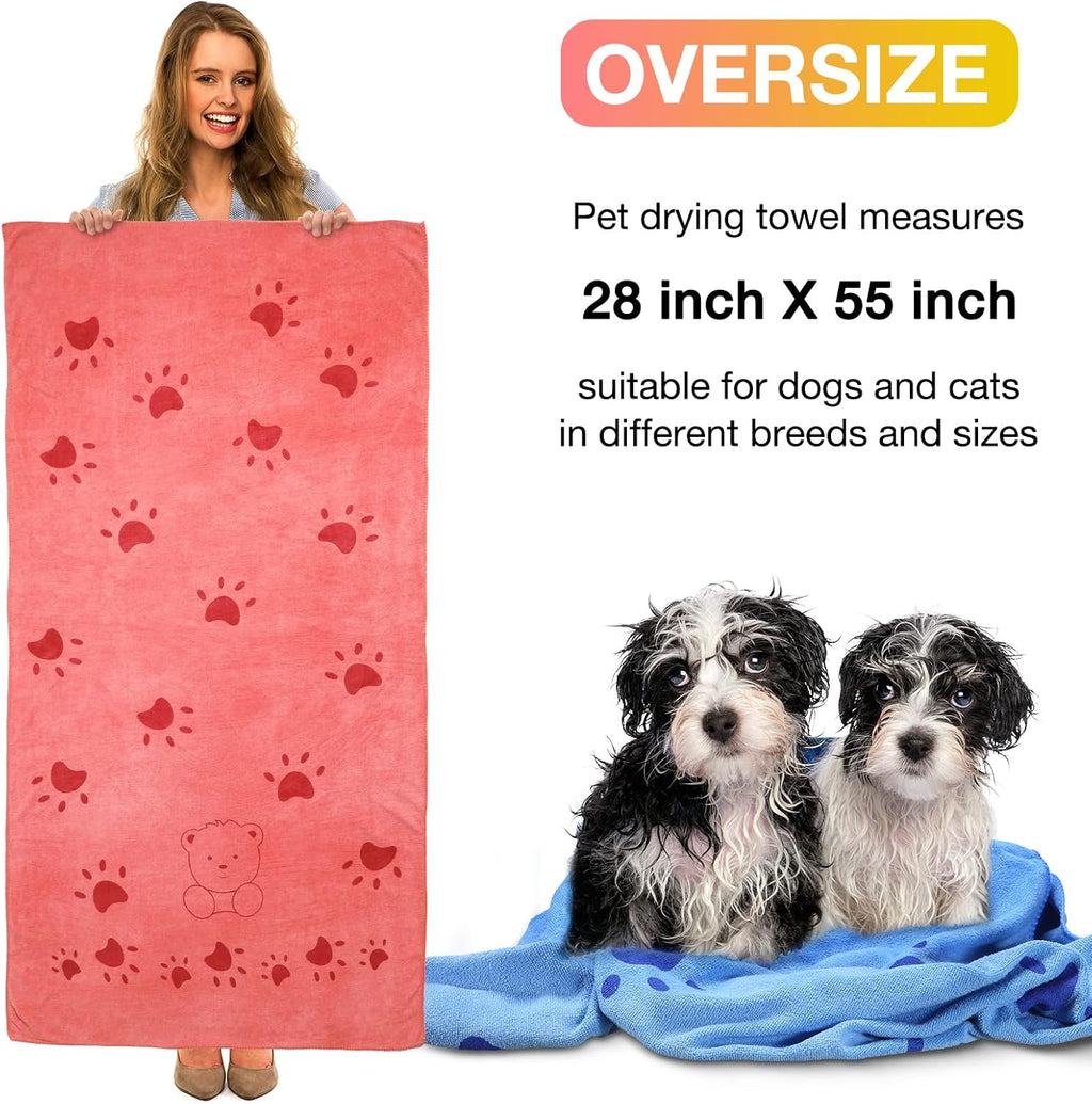 8 Pcs 55 x 28" Dog Towels Absorbent Microfiber Bath Drying Towels, 8 Colors