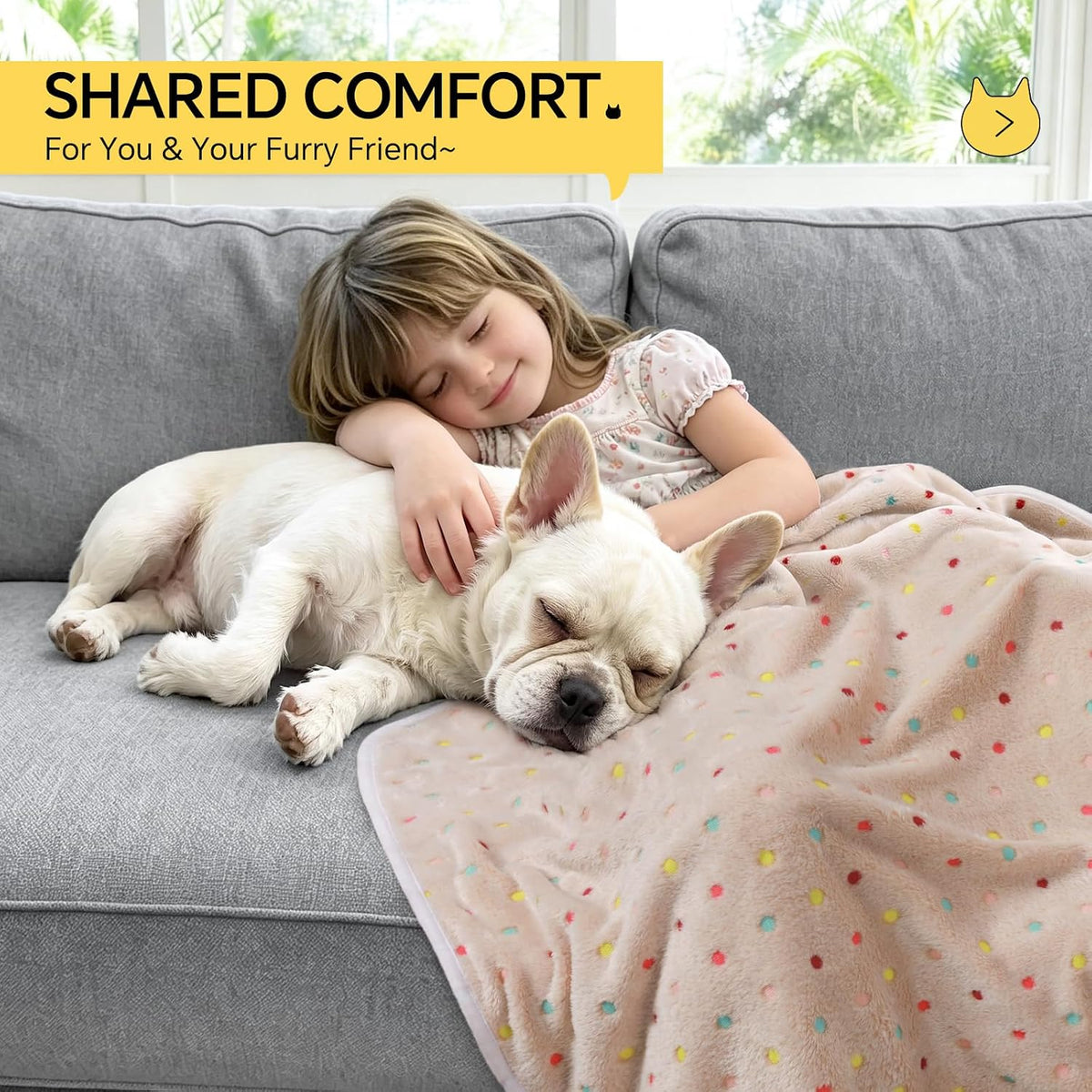 1 Pack 3 Blankets Super Soft Cute Dot Pattern Pet Blanket Flannel Throw for Dog Puppy Cat Beige/Brown/Pink Medium