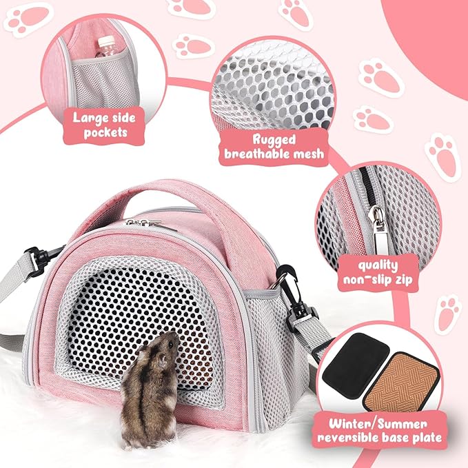 YUDODO Hamster Carrier Guinea Pig Carrier Bag Small Animal Sugar Glider Pouch - Image 3